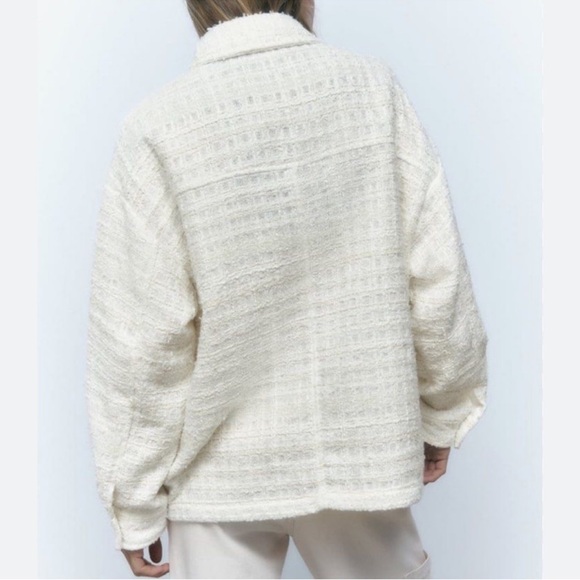 Zara Off-White Tweed Button-Up Jacket - Picture 4 of 9